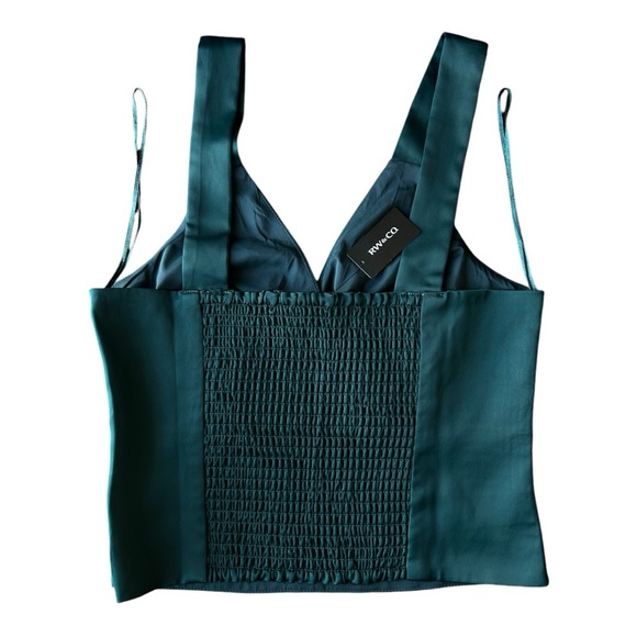 2 For $50 Green Satin Crop Top - Picture 2 of 4